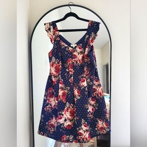 NWOT Navy Blue Floral Monteau Dress